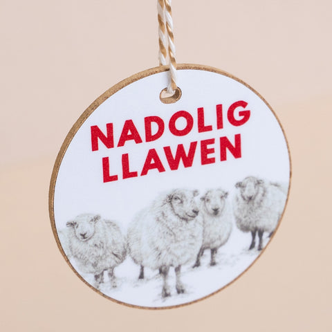 Christmas Gift Decoration - Nadolig Llawen - Sheep