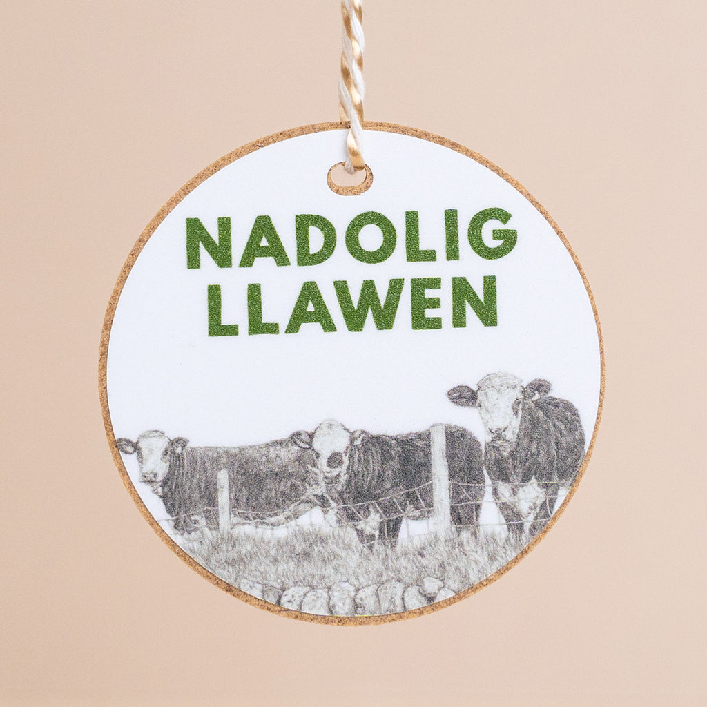 Christmas Gift Decoration - Nadolig Llawen - Cows