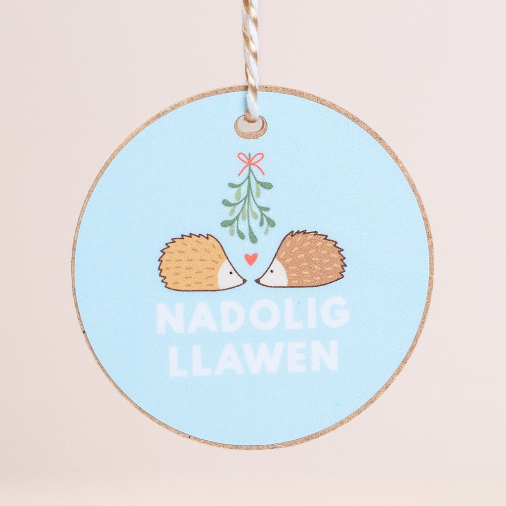 Christmas Gift Decoration - Nadolig Llawen - Hedgehogs