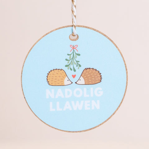 Christmas Gift Decoration - Nadolig Llawen - Hedgehogs