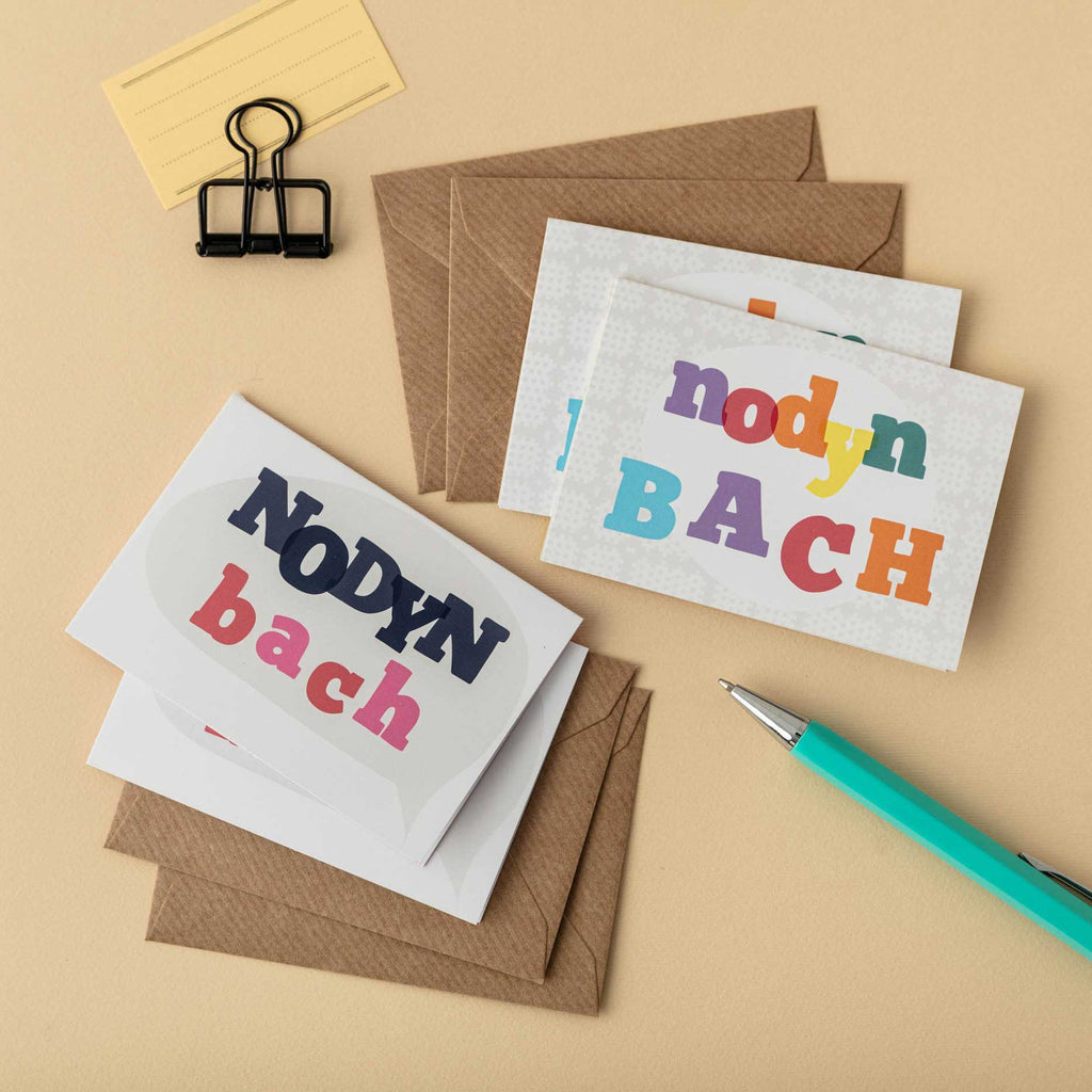Note cards 'Nodyn bach' pack of 4 mini cards