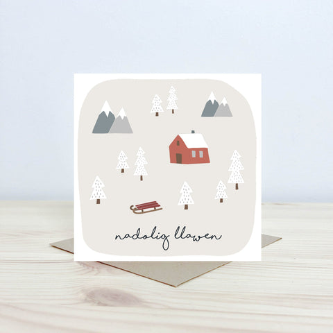 Christmas card 'Nadolig Llawen' Nansi Nudd