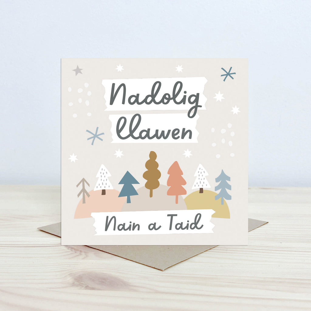 Christmas card 'Nadolig Llawen Nain a Taid' Nansi Nudd