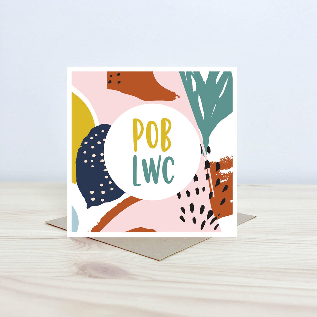 Welsh good luck card 'Pob lwc' pattern - Nansi Nudd