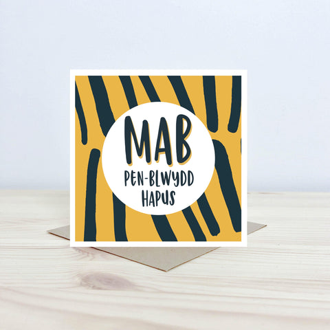 Welsh Birthday card 'Mab Pen-blwydd Hapus' - Nansi Nudd