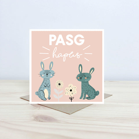 Welsh Easter card 'Pasg Hapus' pink - Nansi Nudd