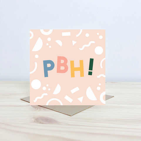 Welsh Birthday card 'PBH!' pink - Nansi Nudd