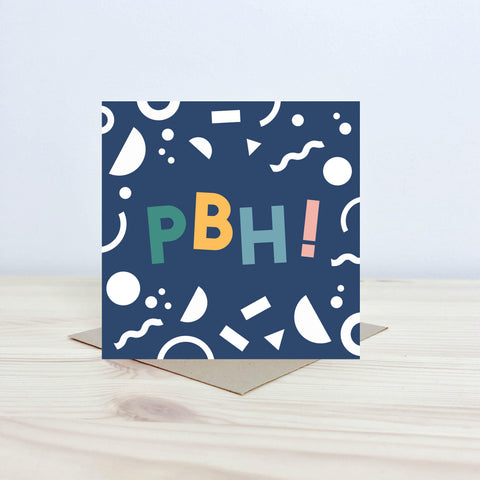 Welsh Birthday card 'PBH!' navy - Nansi Nudd