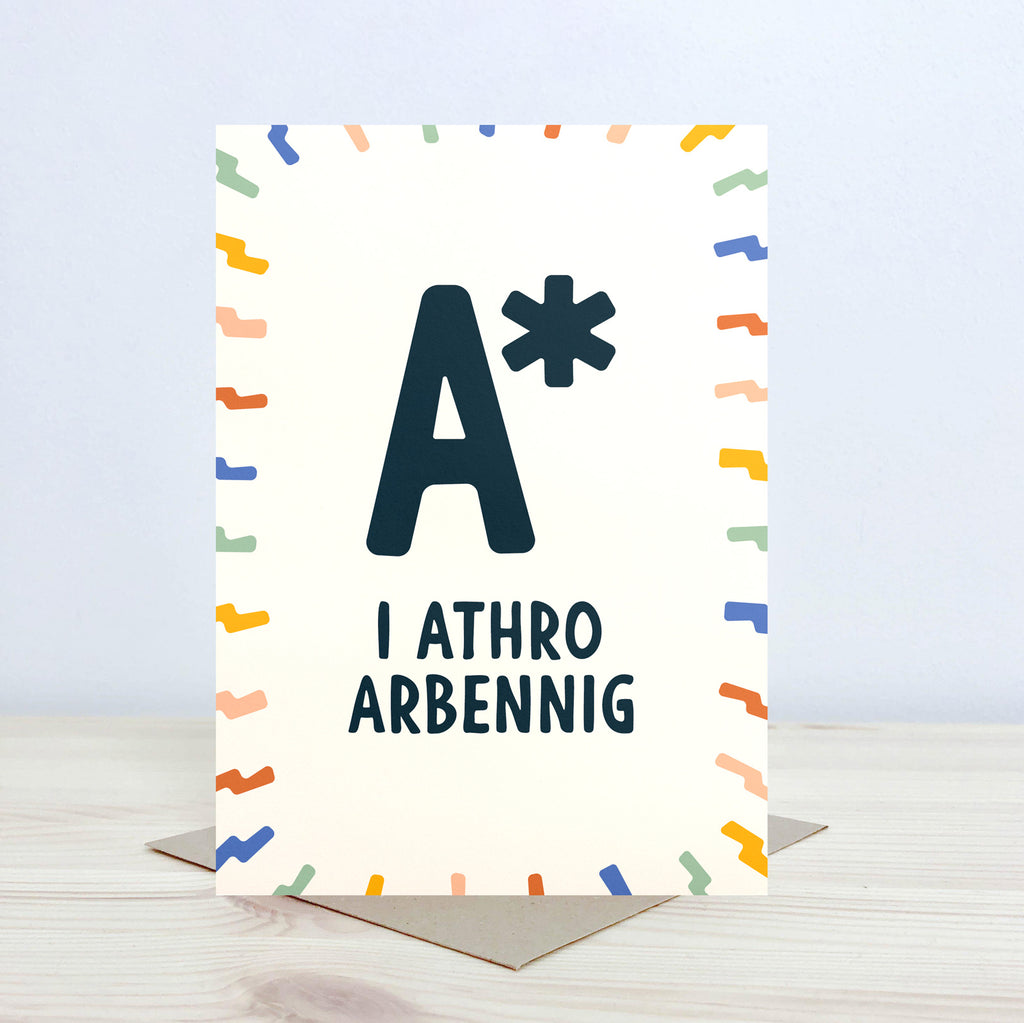 Welsh Teacher card 'A* i athro arbennig' - Nansi Nudd