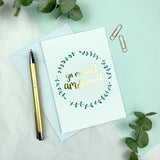 Thinking of you card 'Yn meddwl amdanoch' gold foil