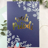 Cerdyn Wedi priodi - casgliad Blodwen / Welsh wedding card by Draenog