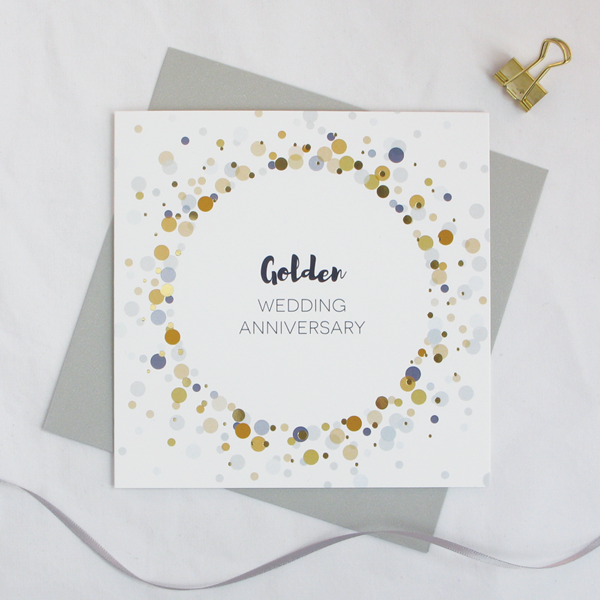 Golden wedding anniversary gold foil card - Dreanog